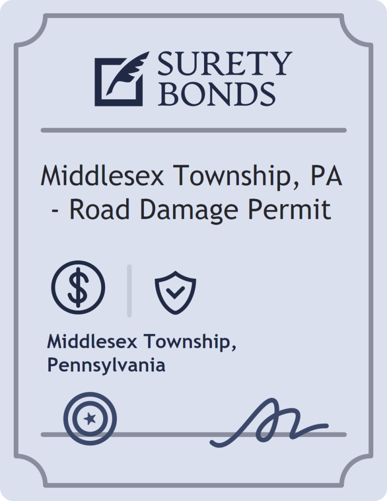Surety bond badge for Middlesex Township, PA - Road Damage Permit