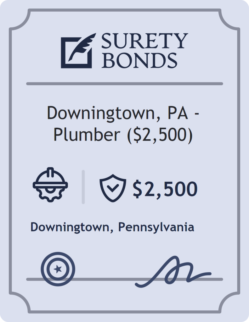 Surety bond badge for Downingtown, PA - Plumber ($2,500)