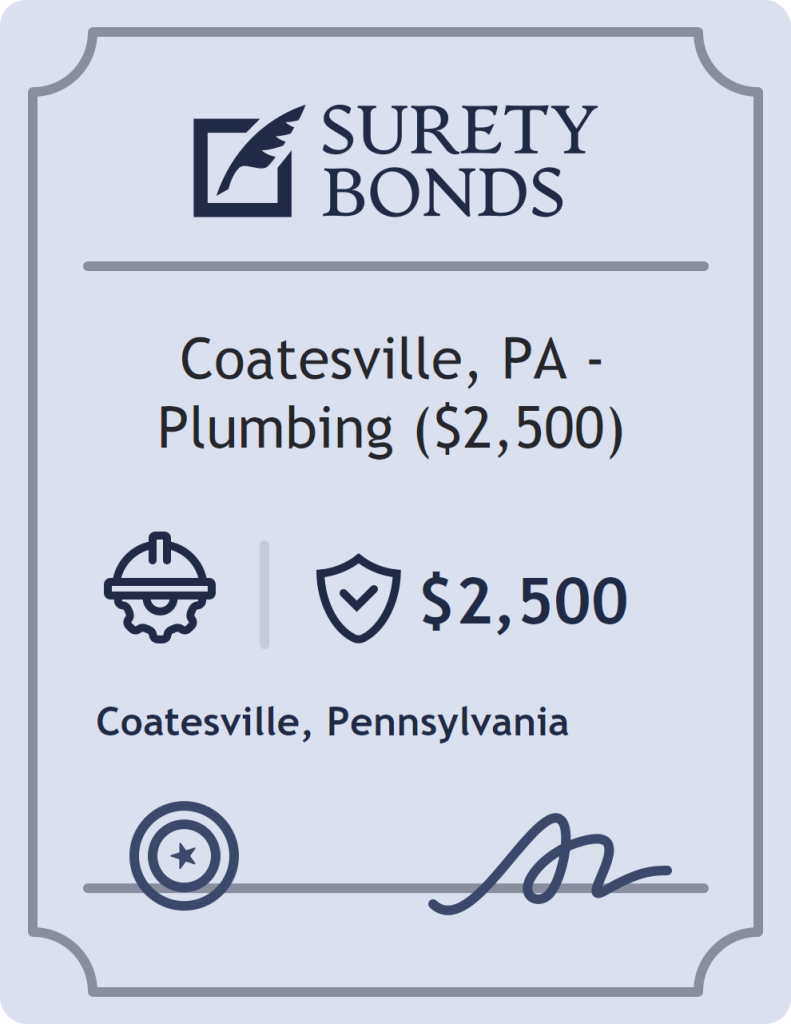 Surety bond badge for Coatesville, PA - Plumbing ($2,500)