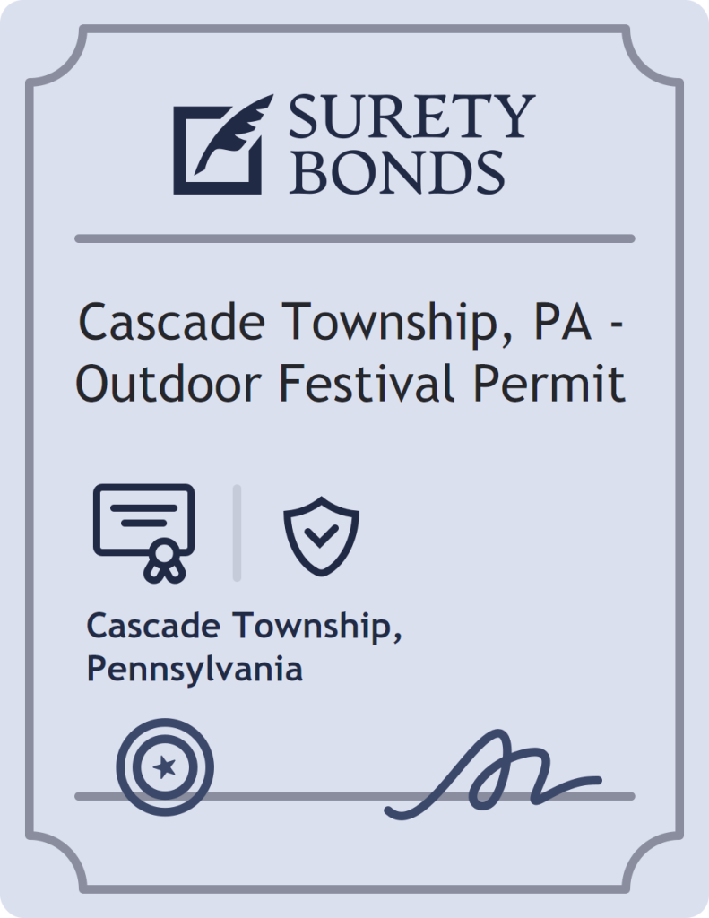 Surety bond badge for Cascade Township, PA - Outdoor Festival Permit