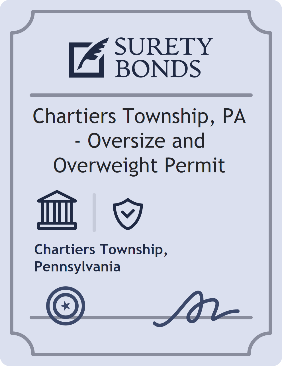 Surety bond badge for Chartiers Township, PA - Oversize and Overweight Permit