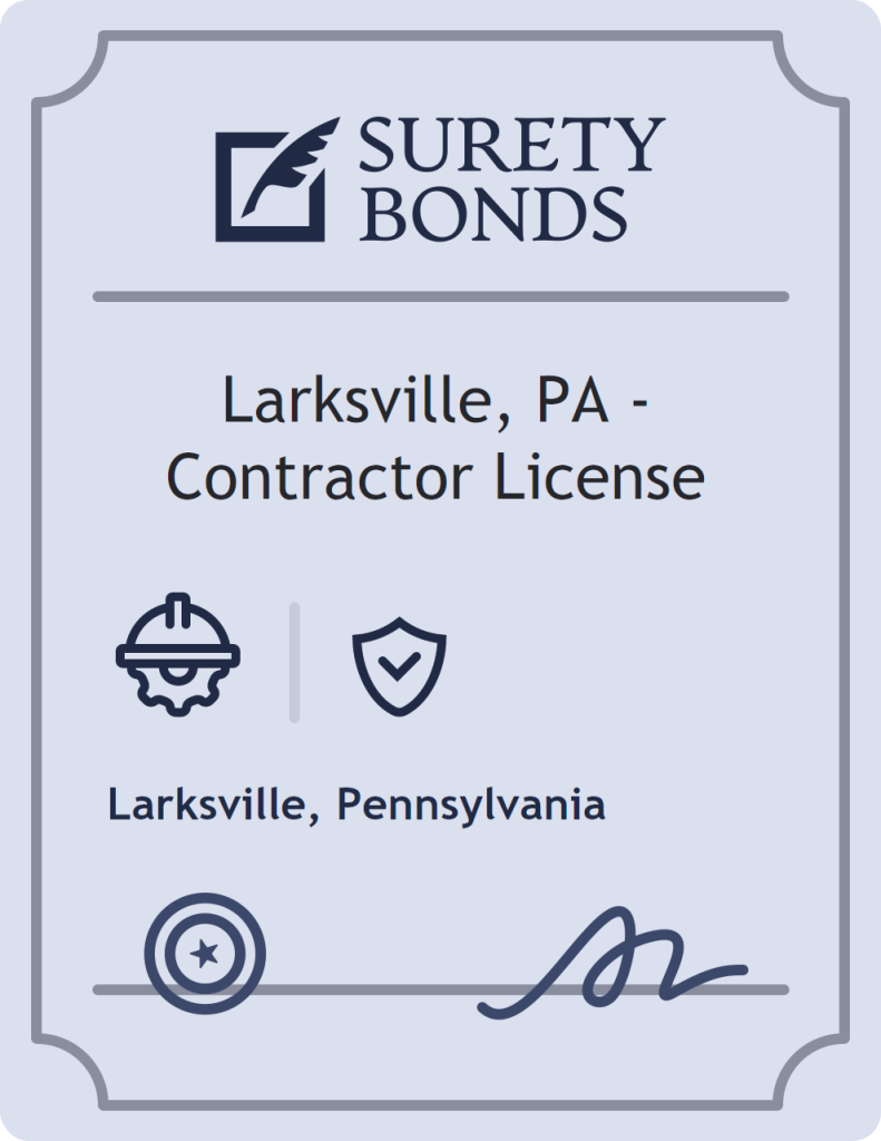 Surety bond badge for Larksville, PA - Contractor License