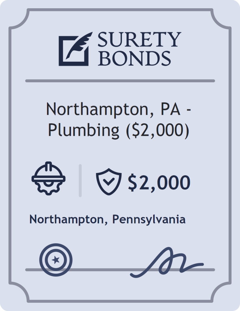 Surety bond badge for Northampton, PA - Plumbing ($2,000)
