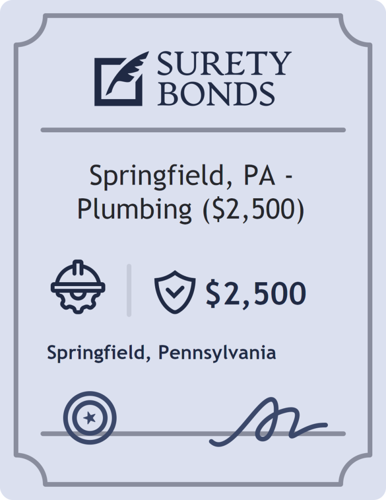 Surety bond badge for Springfield, PA - Plumbing ($2,500)