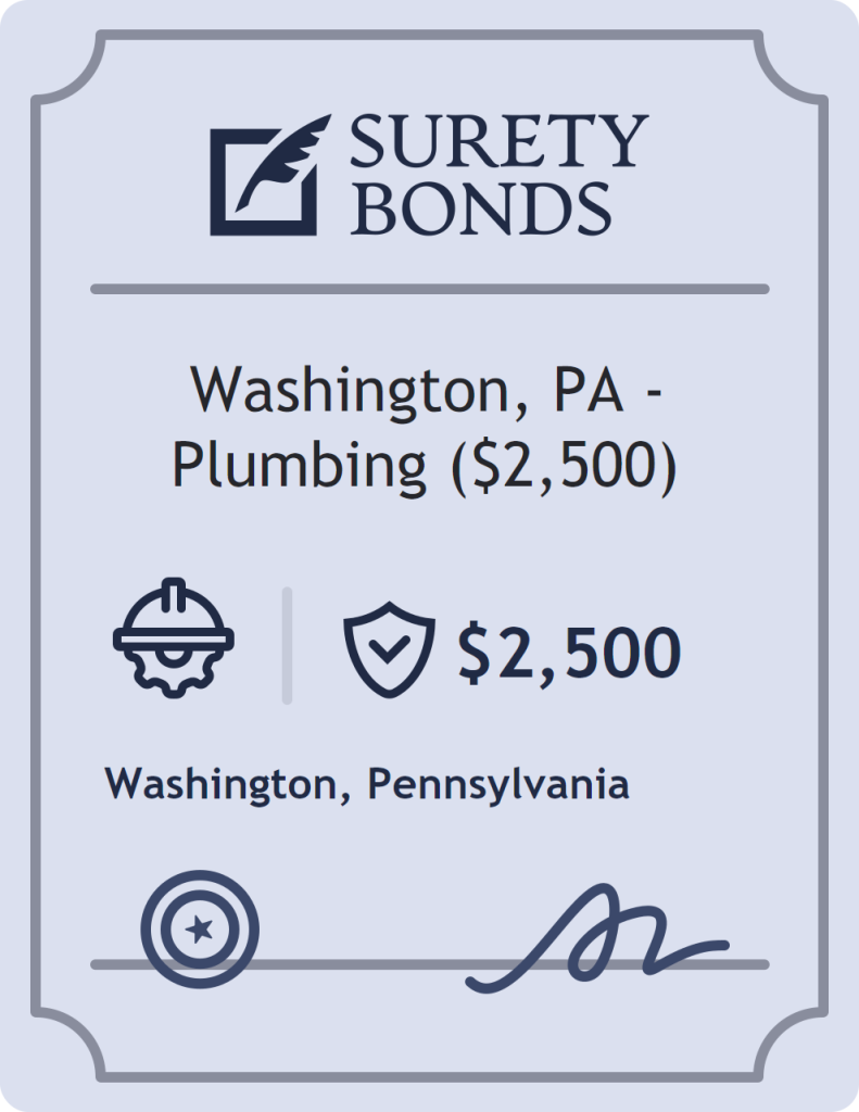 Surety bond badge for Washington, PA - Plumbing ($2,500)