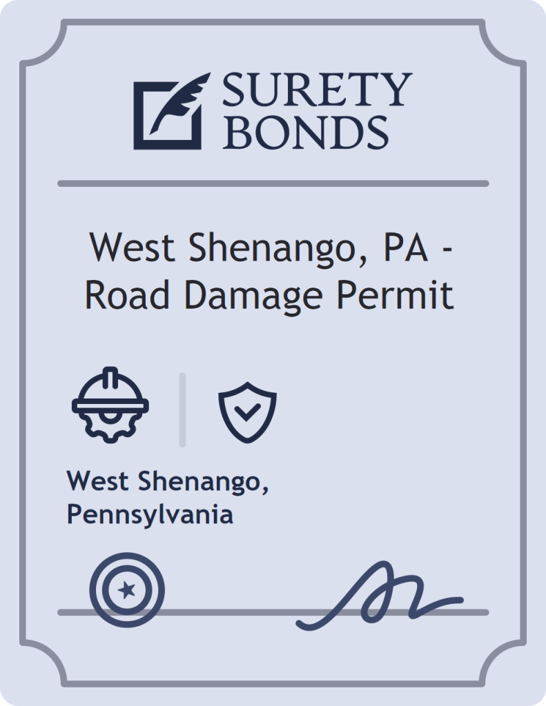 Surety bond badge for West Shenango, PA - Road Damage Permit