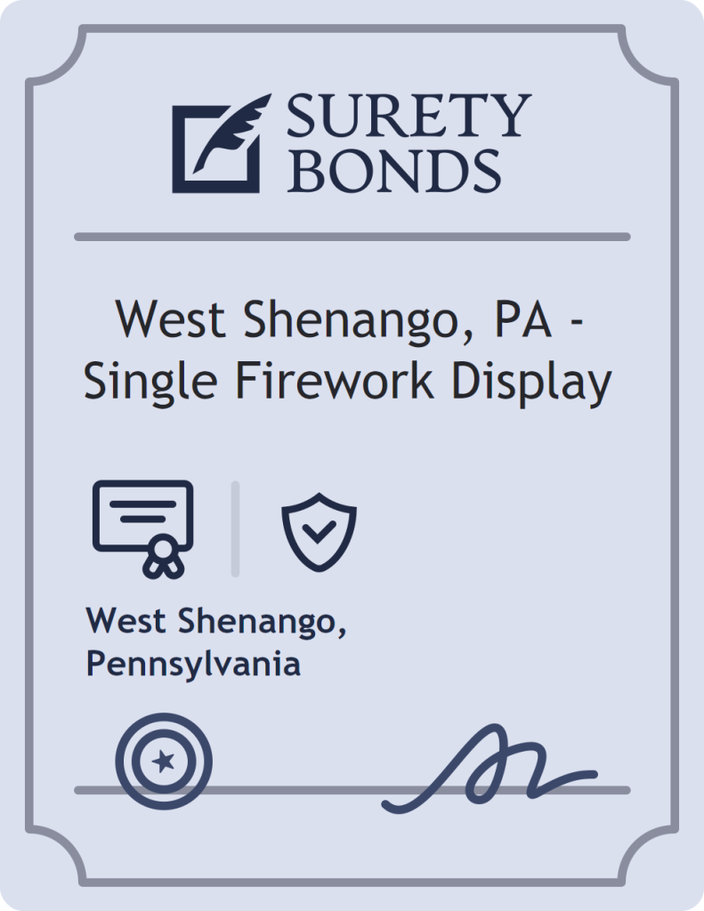 Surety bond badge for West Shenango, PA - Single Firework Display