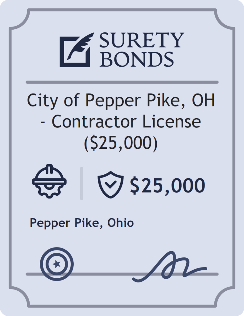 Surety bond badge for City of Pepper Pike, OH - Contractor License ($25,000)