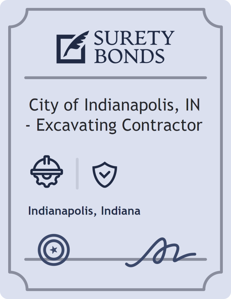 Surety bond badge for City of Indianapolis, IN - Excavating Contractor