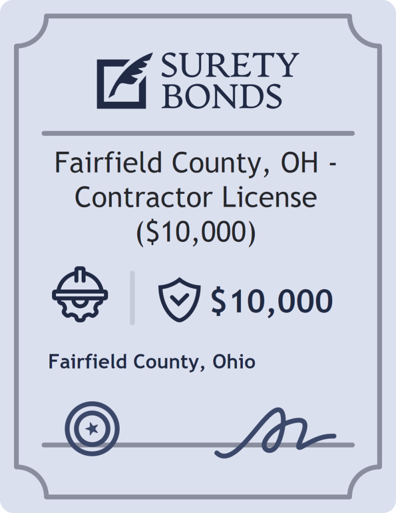 Surety bond badge for Fairfield County, OH - Contractor License ($10,000)