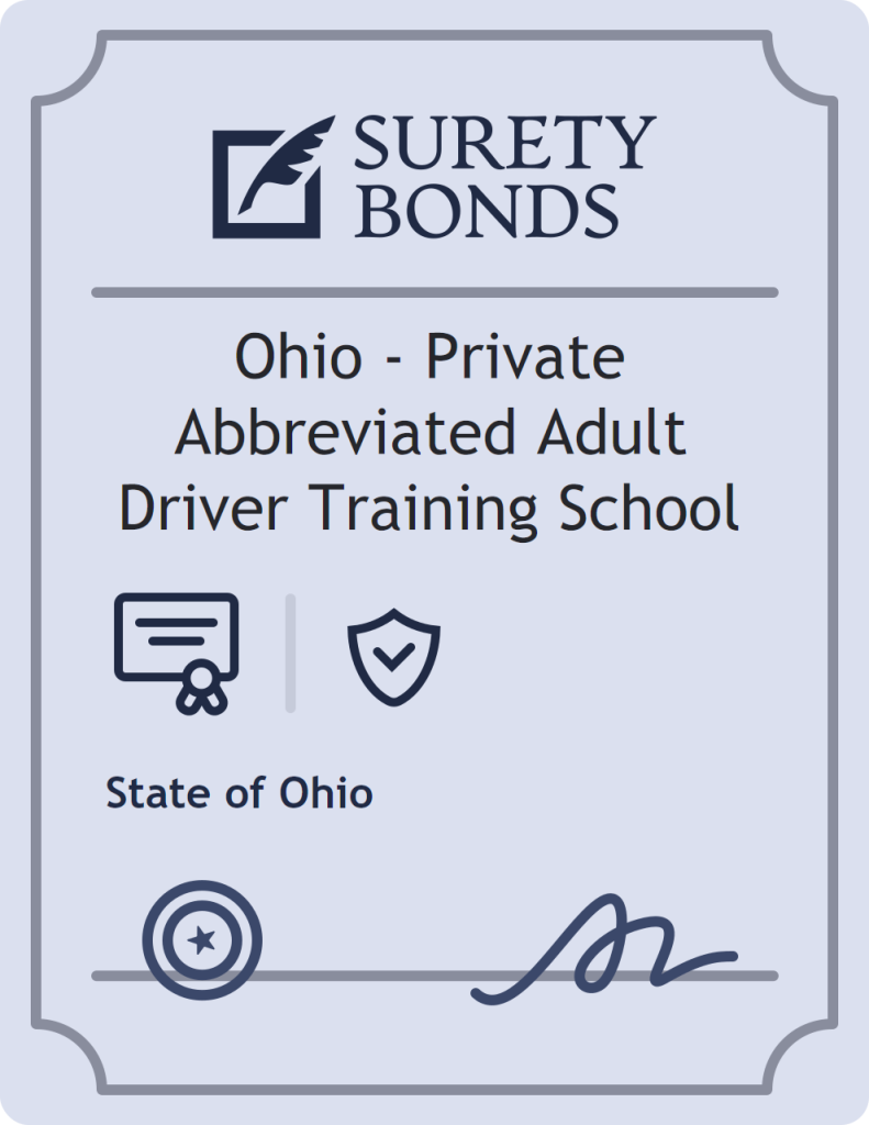Surety bond badge for Ohio - Private Abbreviated Adult Driver Training School