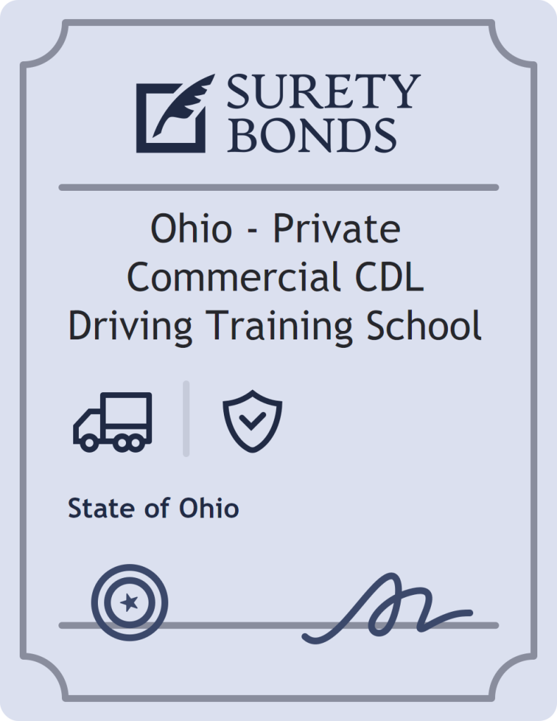 Surety bond badge for Ohio - Private Commercial CDL Driving Training School