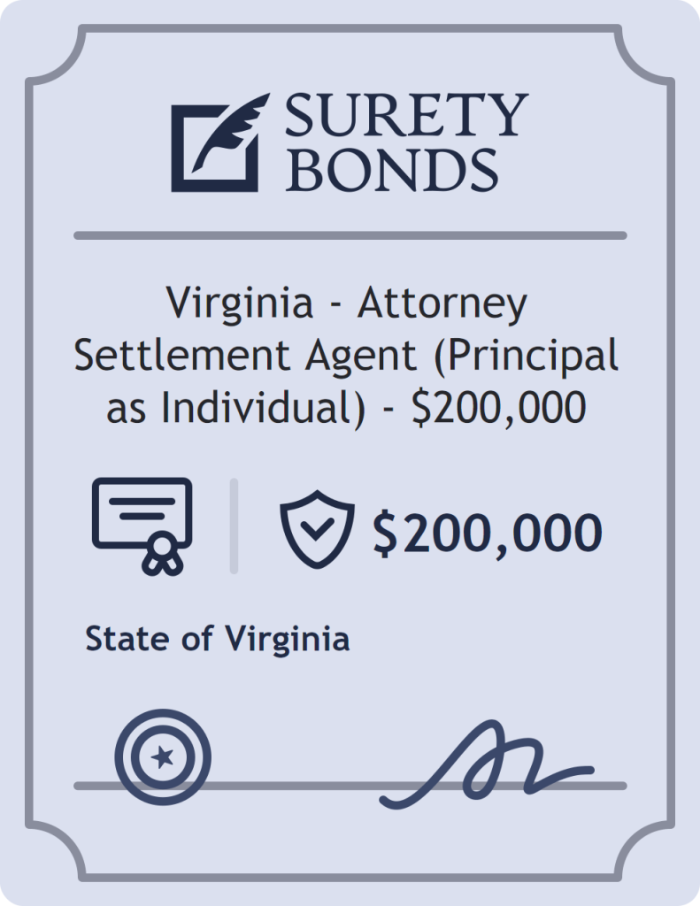 Surety bond badge for Virginia - Attorney Settlement Agent (Principal as Individual) - $200,000