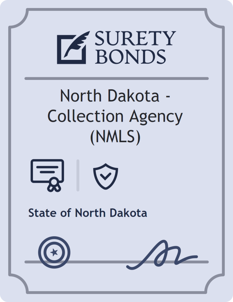 Surety bond badge for North Dakota - Collection Agency (NMLS)