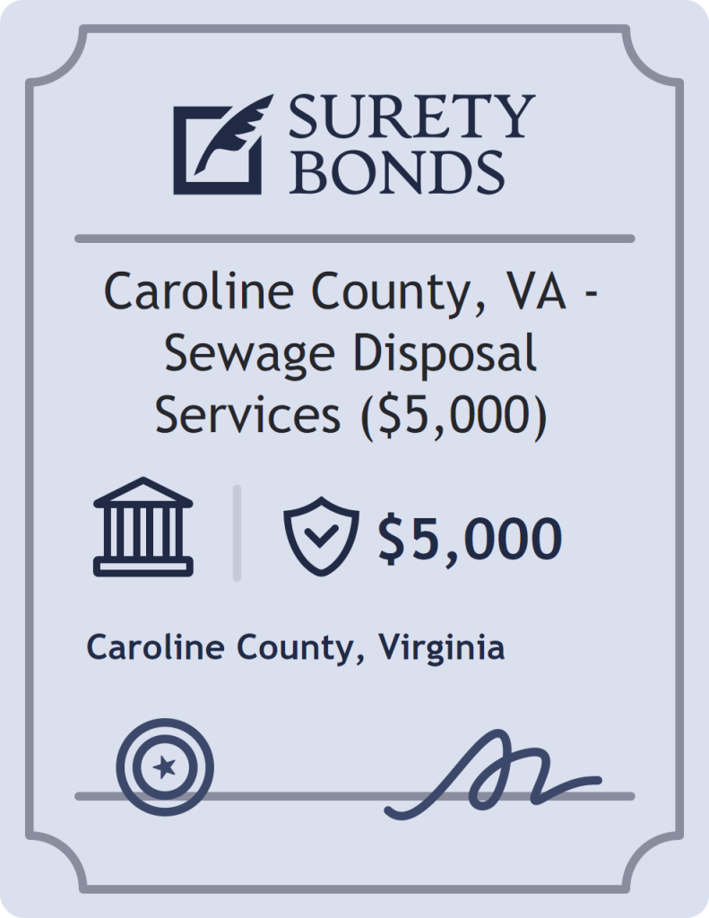 Surety bond badge for Caroline County, VA - Sewage Disposal Services ($5,000)