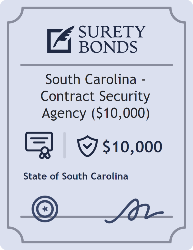 Surety bond badge for South Carolina - Contract Security Agency ($10,000)