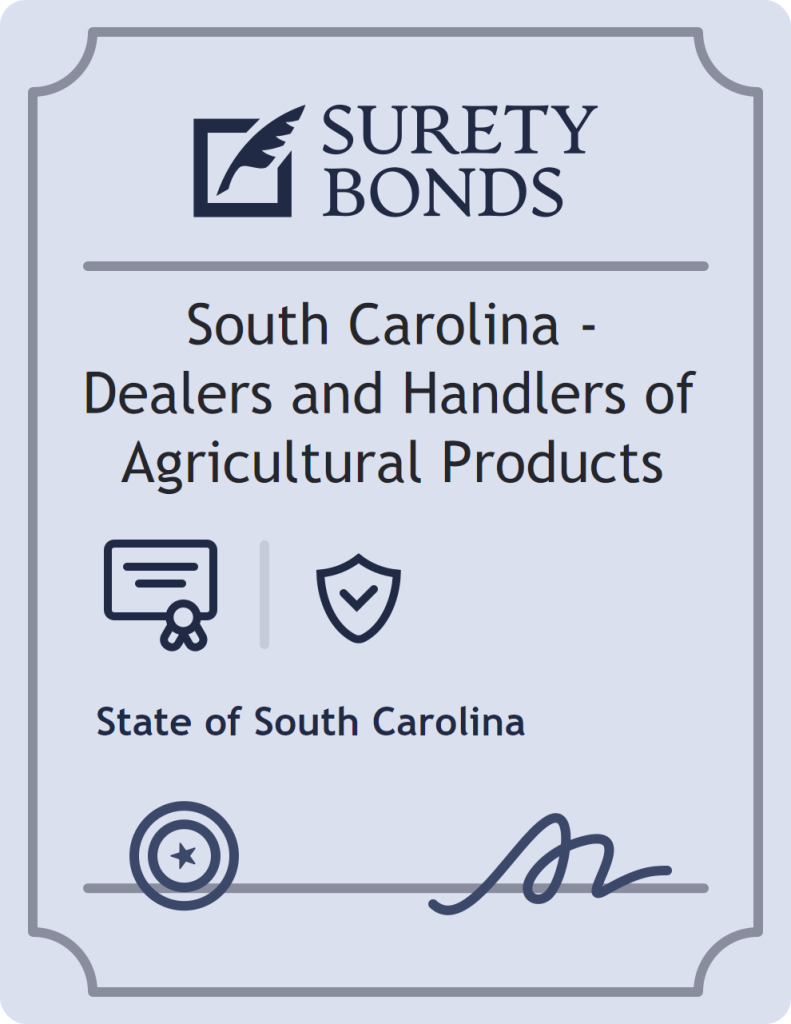 Surety bond badge for South Carolina - Dealers and Handlers of Agricultural Products