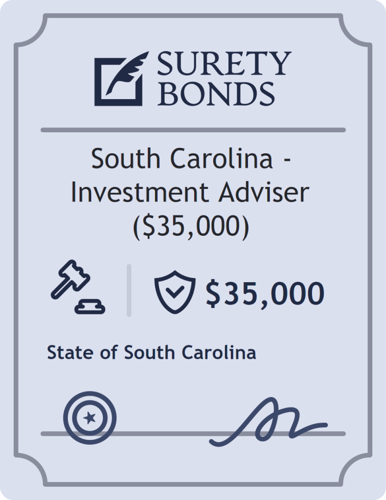 Surety bond badge for South Carolina - Investment Adviser ($35,000)
