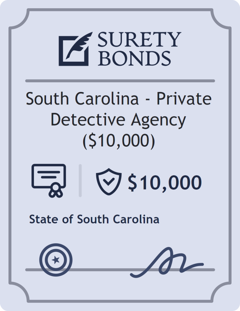 Surety bond badge for South Carolina - Private Detective Agency ($10,000)