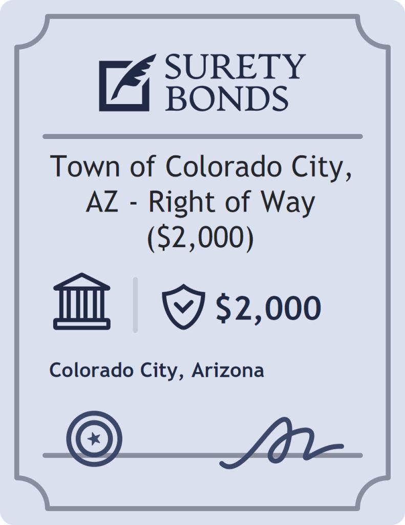 Surety bond badge for Town of Colorado City, AZ - Right of Way ($2,000)