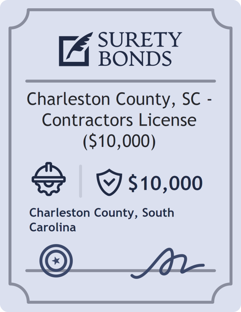 Surety bond badge for Charleston County, SC - Contractors License ($10,000)