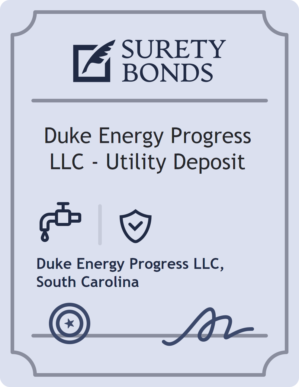 Surety bond badge for Duke Energy Progress LLC - Utility Deposit
