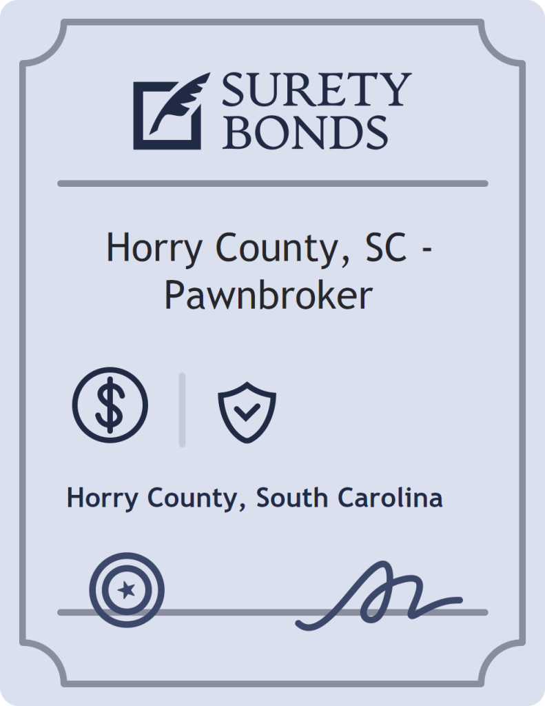 Surety bond badge for Horry County, SC - Pawnbroker