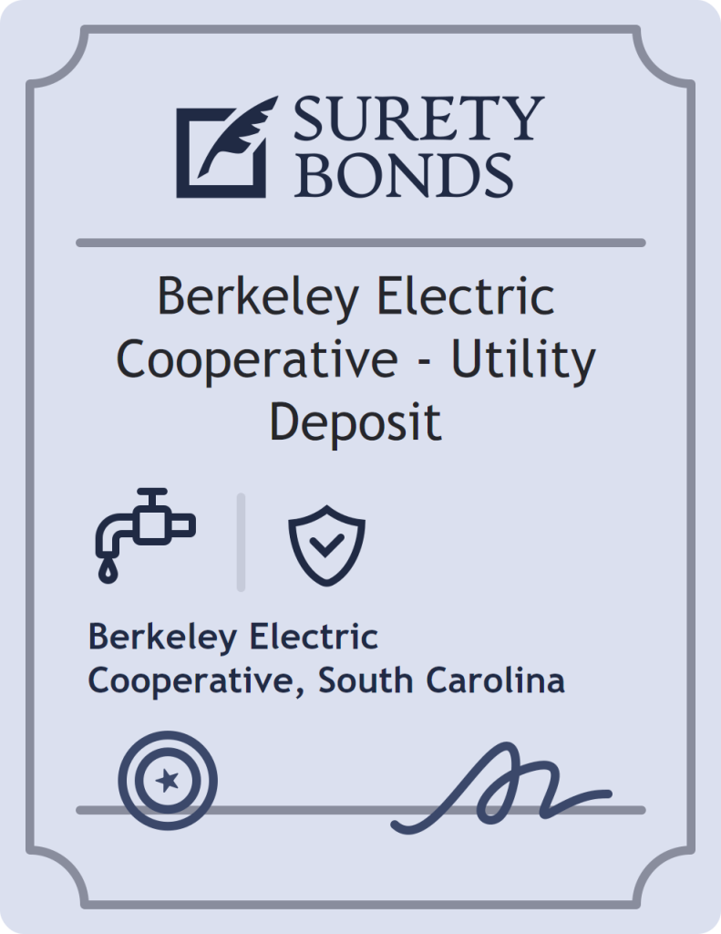 Surety bond badge for Berkeley Electric Cooperative - Utility Deposit