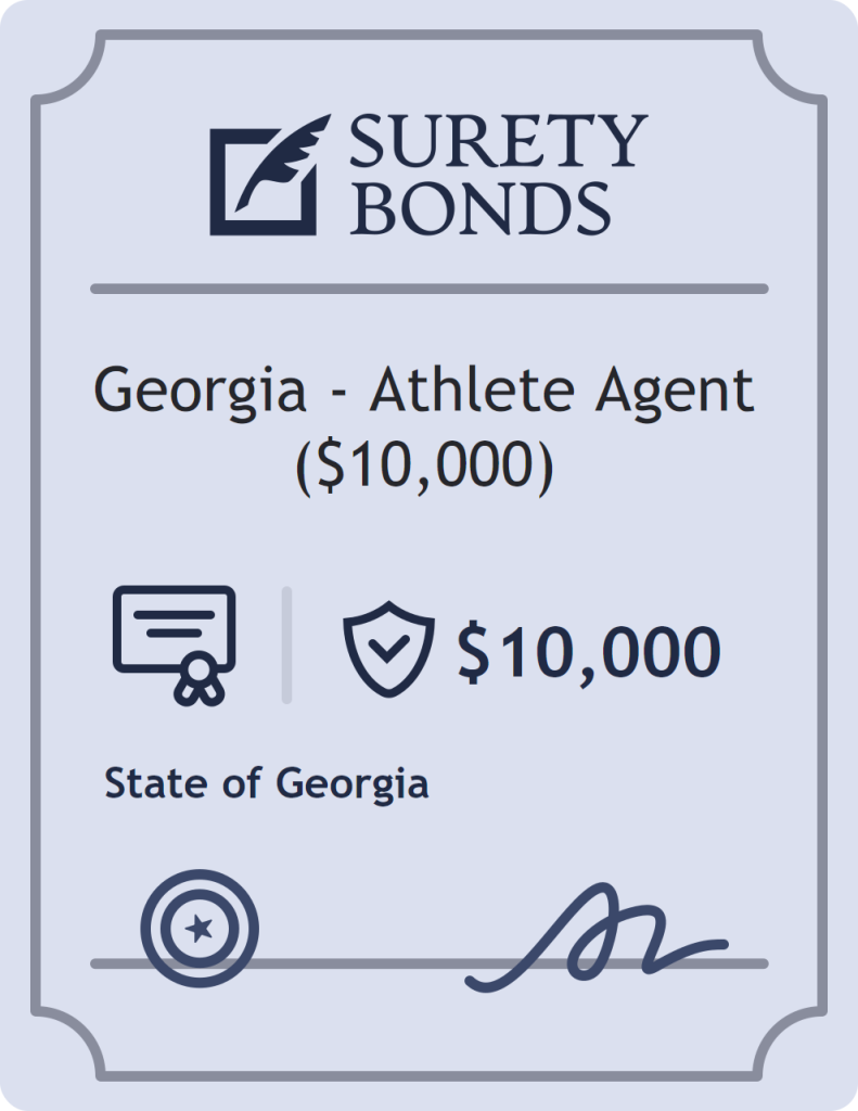Surety bond badge for Georgia - Athlete Agent ($10,000)