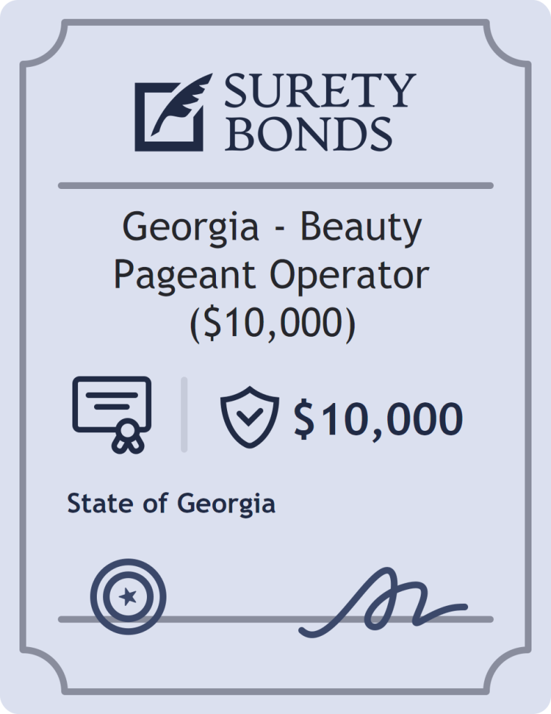 Surety bond badge for Georgia - Beauty Pageant Operator ($10,000)