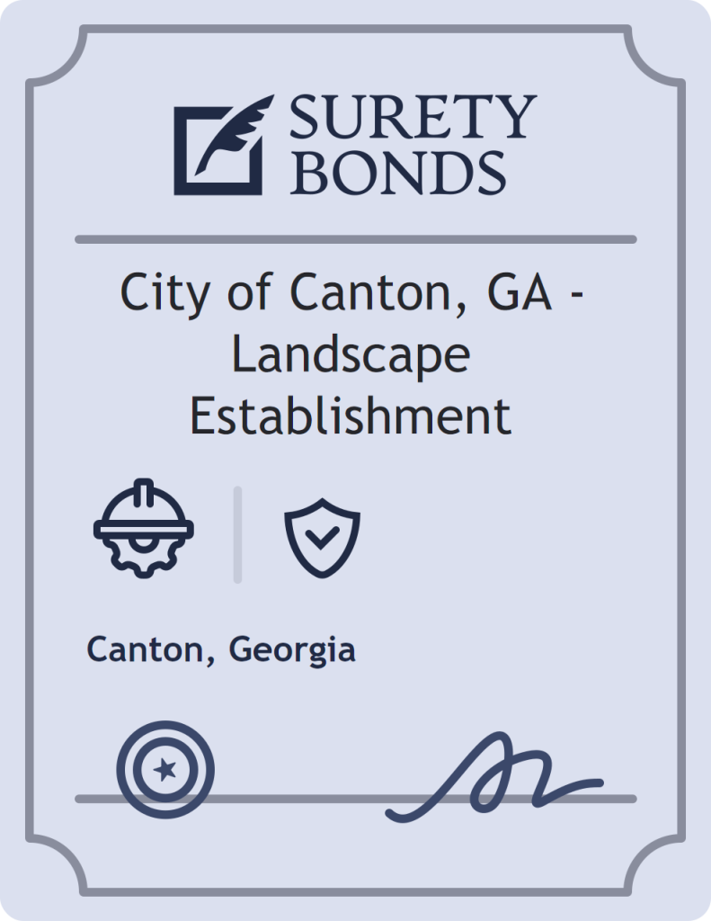 Surety bond badge for City of Canton, GA - Landscape Establishment