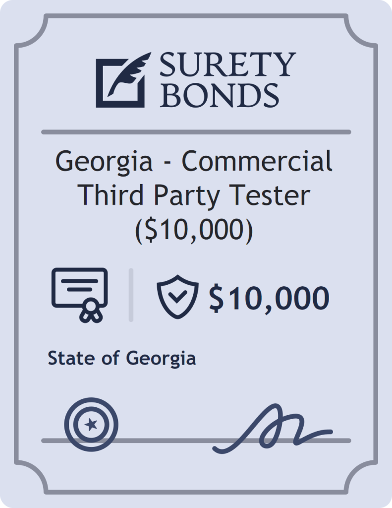 Surety bond badge for Georgia - Commercial Third Party Tester ($10,000)