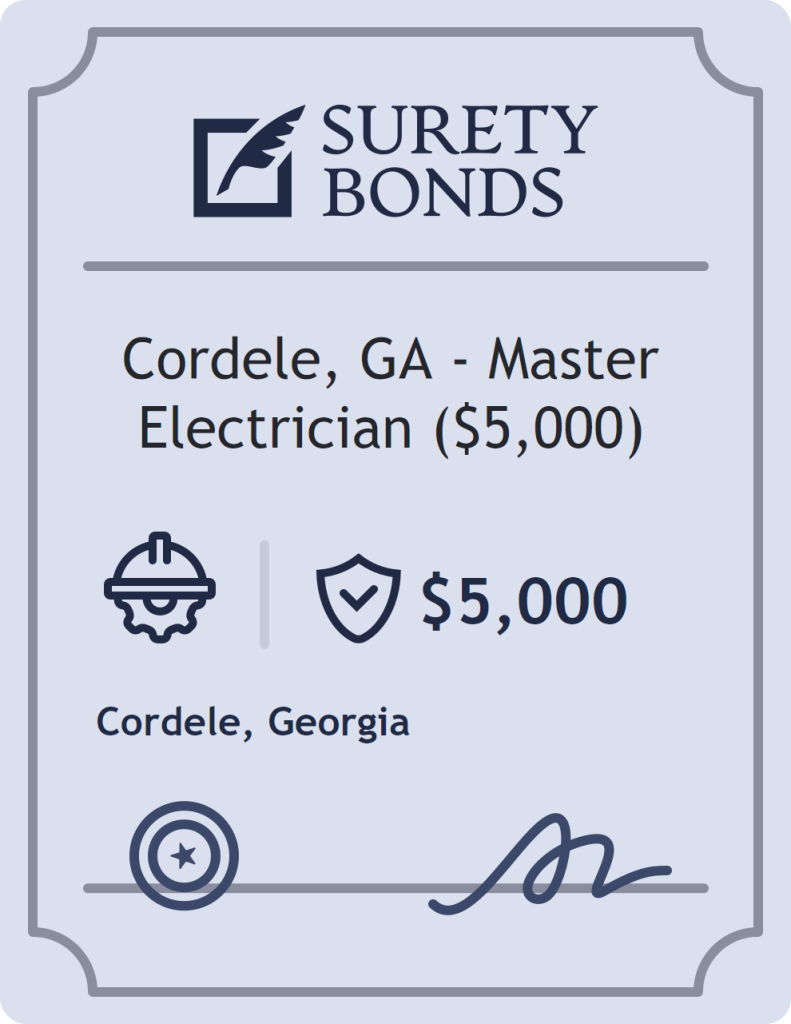 Surety bond badge for Cordele, GA - Master Electrician ($5,000)