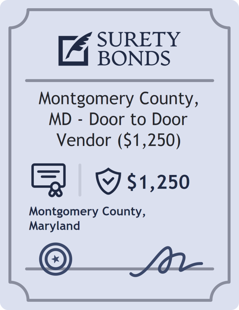 Surety bond badge for Montgomery County, MD - Door to Door Vendor ($1,250)