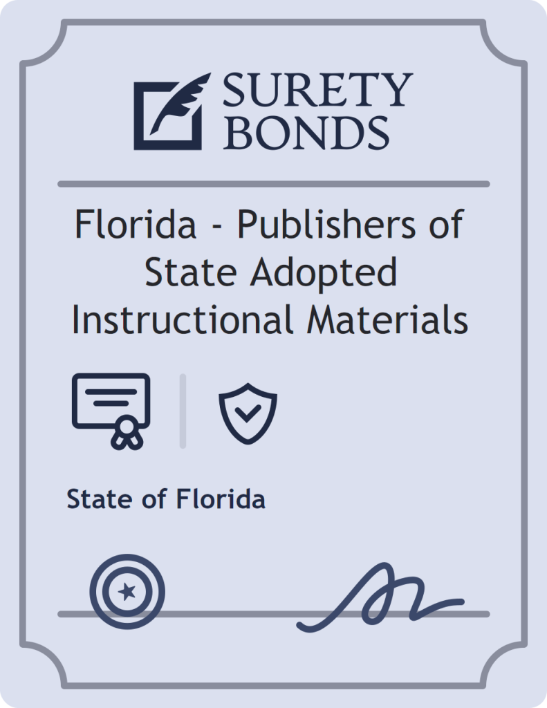 Surety bond badge for Florida - Publishers of State Adopted Instructional Materials