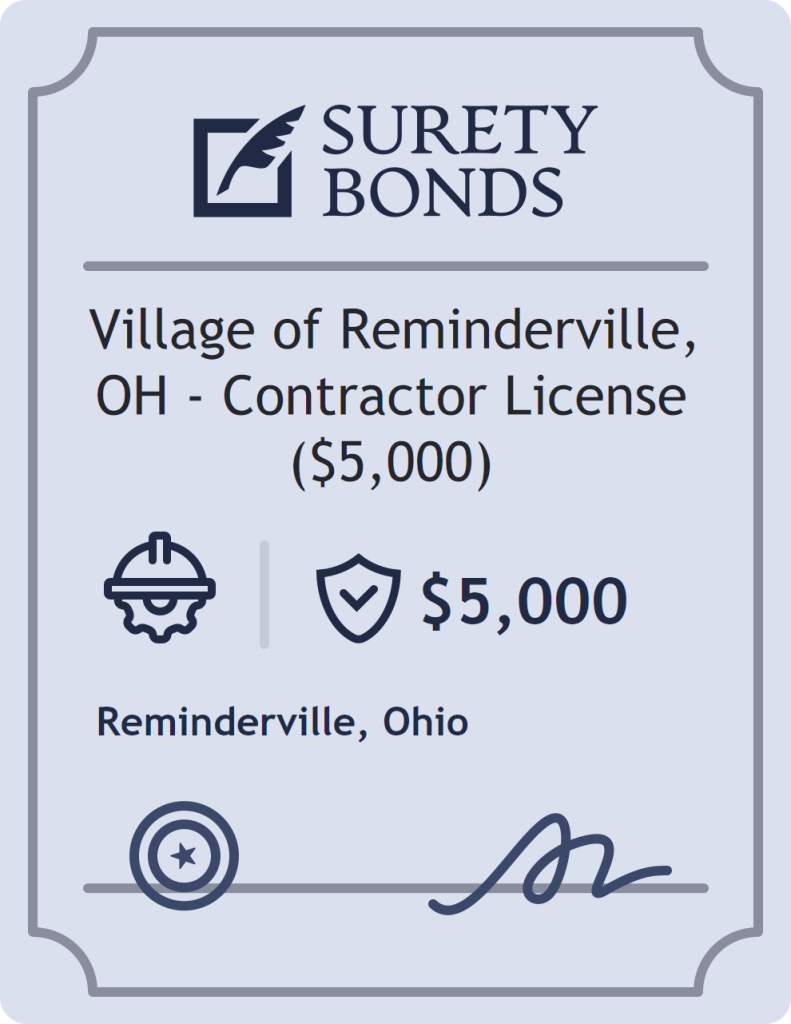 Surety bond badge for Village of Reminderville, OH - Contractor License ($5,000)