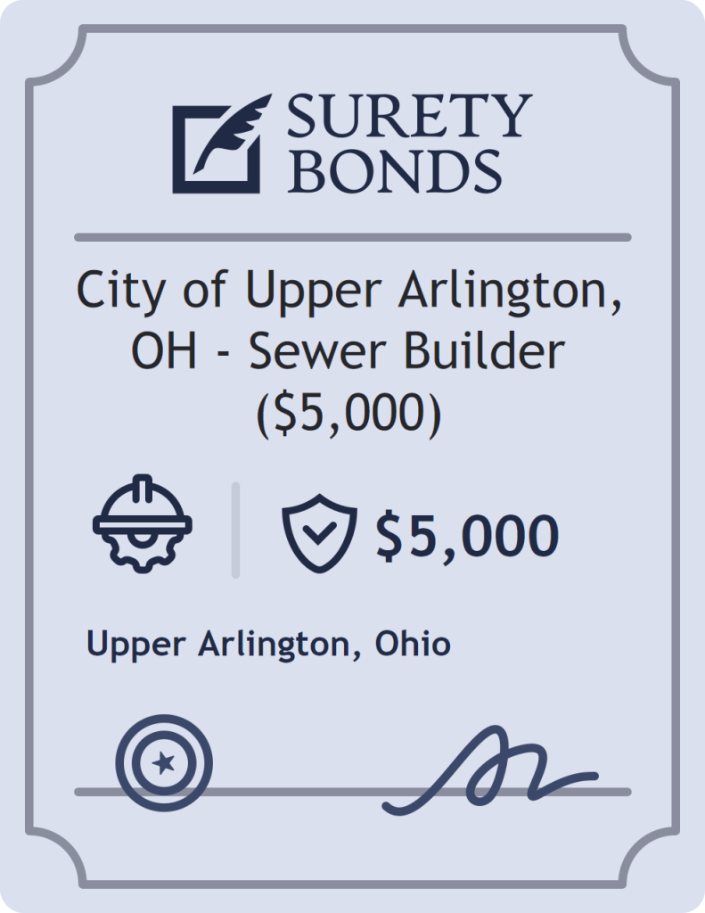 Surety bond badge for City of Upper Arlington, OH - Sewer Builder ($5,000)