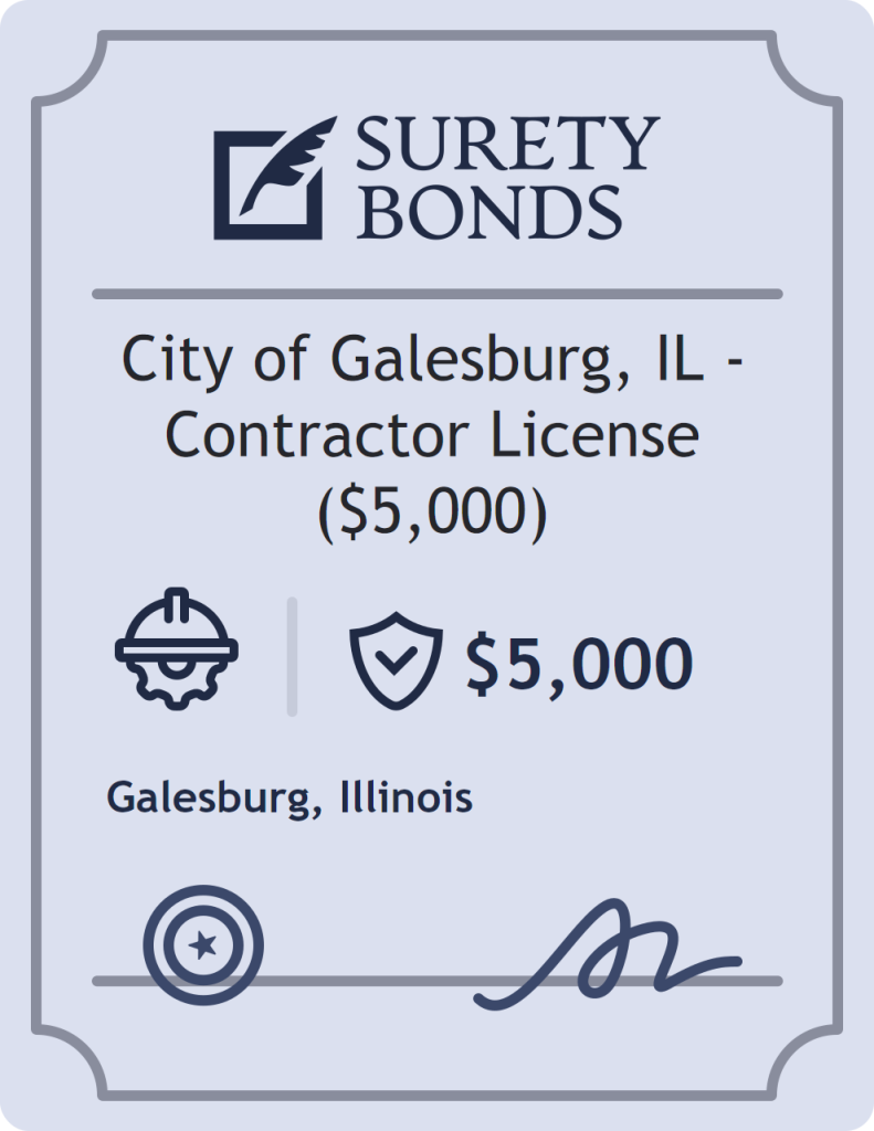 Surety bond badge for City of Galesburg, IL - Contractor License ($5,000)