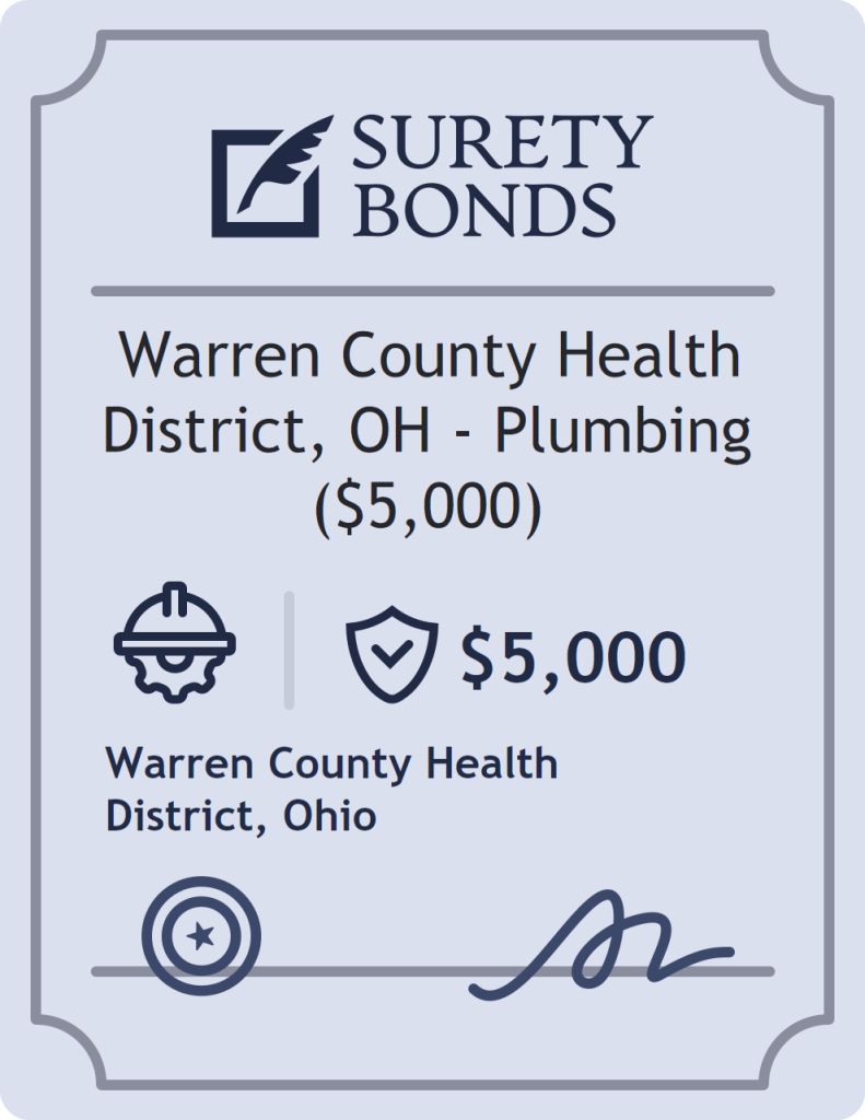 Surety bond badge for Warren County Health District, OH - Plumbing ($5,000)