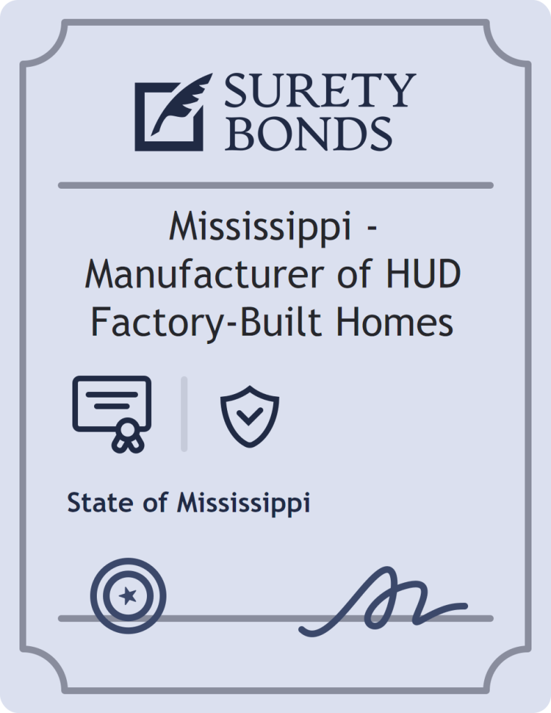 Surety bond badge for Mississippi - Manufacturer of HUD Factory-Built Homes