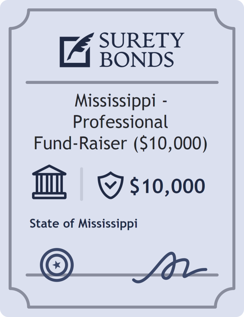 Surety bond badge for Mississippi - Professional Fund-Raiser ($10,000)