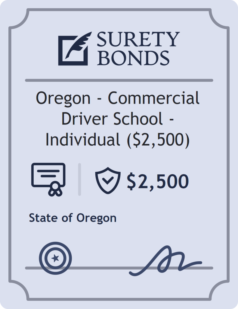 Surety bond badge for Oregon - Commercial Driver School - Individual ($2,500)