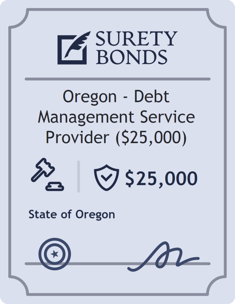 Surety bond badge for Oregon - Debt Management Service Provider ($25,000)