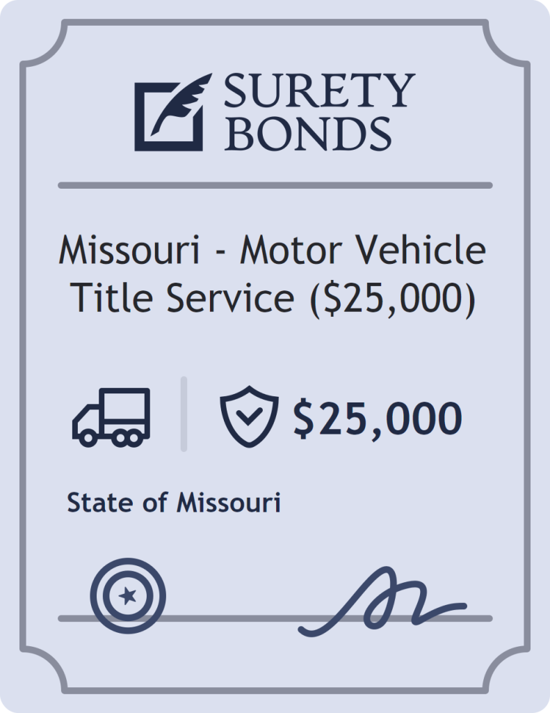 Surety bond badge for Missouri - Motor Vehicle Title Service ($25,000)