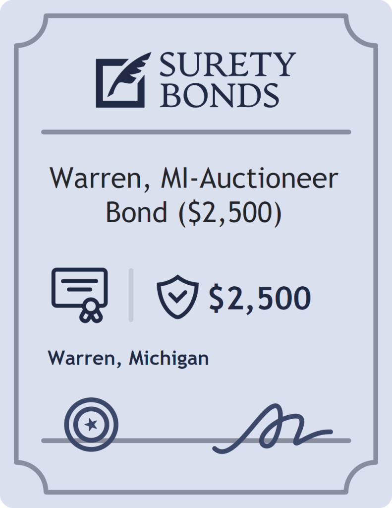 Surety bond badge for Warren, MI-Auctioneer Bond ($2,500)