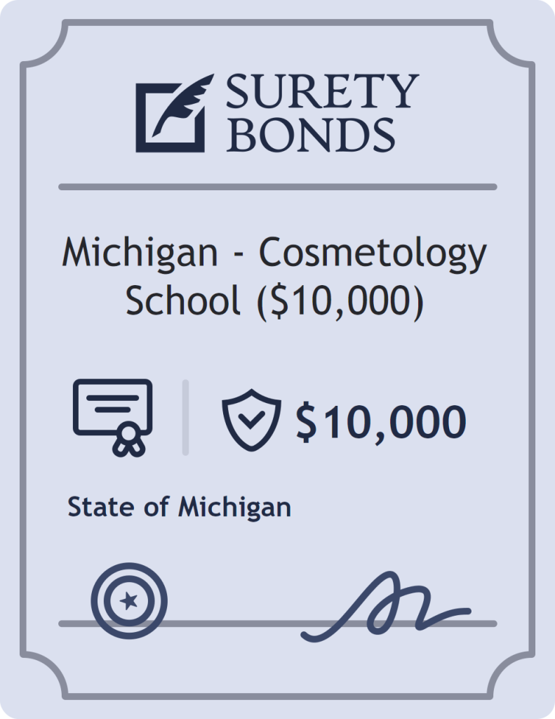 Surety bond badge for Michigan - Cosmetology School ($10,000)