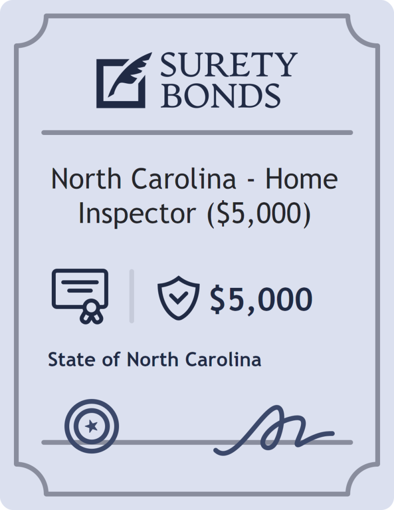Surety bond badge for North Carolina - Home Inspector ($5,000)