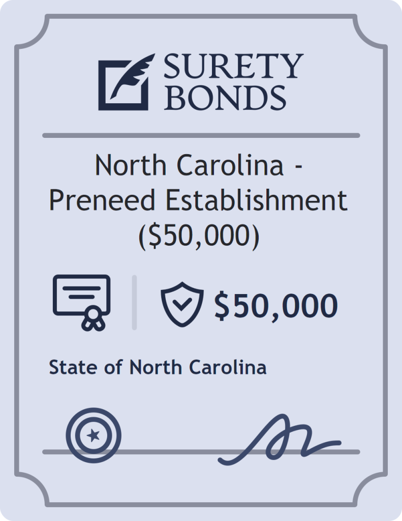 Surety bond badge for North Carolina - Preneed Establishment ($50,000)