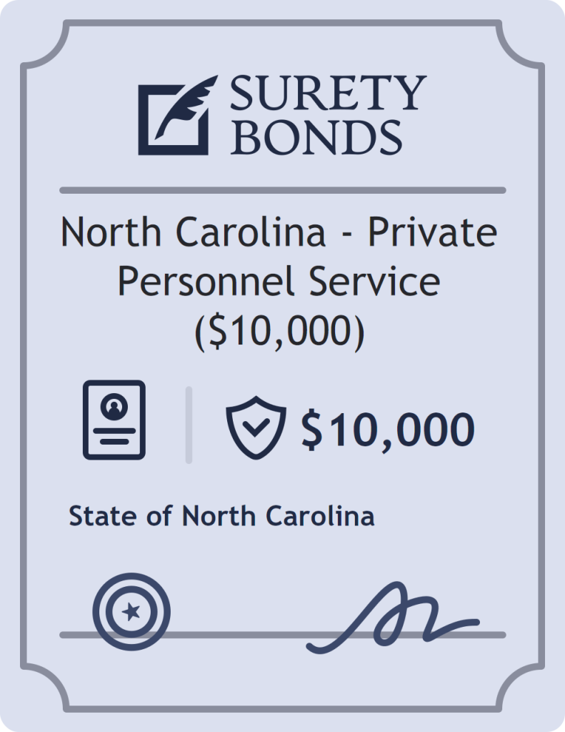 Surety bond badge for North Carolina - Private Personnel Service ($10,000)