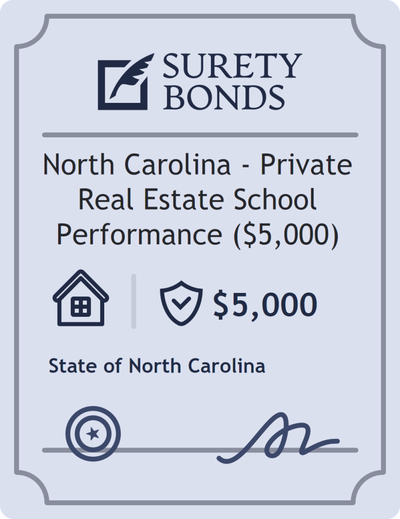 Surety bond badge for North Carolina - Private Real Estate School Performance ($5,000)